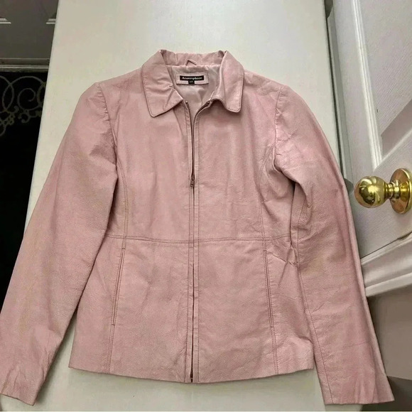 Atmosphere Leather Jacket Zip Front Pink Size Small - Picture 14 of 16